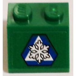 Slope 45 2 x 2 with White Snowflake in Blue Triangle on Green Background Pattern (Sticker) - Set 60083 Slope 45 2 x 2 with White Snowflake in Blue Triangle on Green Background Pattern (Sticker) - Set 60083