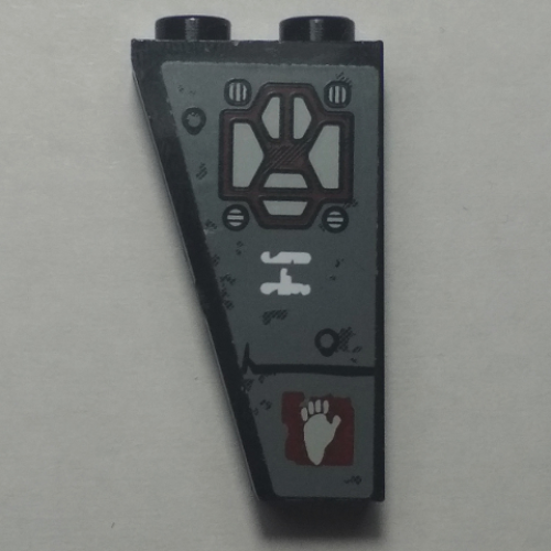 Деталь LEGO 2449pb010R Slope, Inverted 75 2 x 1 x 3 with Line, Dots and Footprint Pattern Model Back Right Side (Sticker) - Set 70009