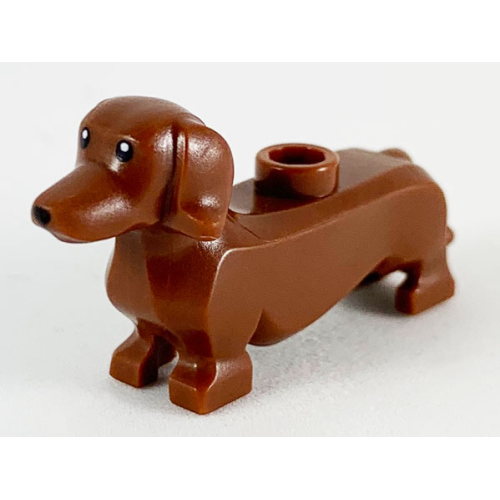 Деталь LEGO 53075pb01 Dog, Dachshund with Black Eyes and Nose Pattern