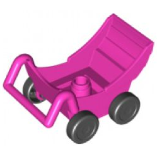 Деталь LEGO 2147c02 Duplo Stroller / Baby Carriage / Pram with Thick Black Wheels