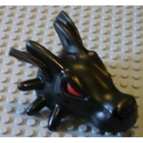 Деталь LEGO 52198pb01 Duplo Dragon Head with Red Eyes, Black Spikes and Teeth Pattern