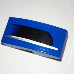 Slope, Curved 2 x 1 x 2/3 with Black Bumper and Silver Stripe on Blue Background Pattern Model Left Side (Sticker) - Set 75878 Slope, Curved 2 x 1 x 2/3 with Black Bumper and Silver Stripe on Blue Background Pattern Model Left Side (Sticker) - Set 75878