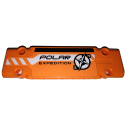 Technic, Panel Plate 3 x 11 x 1 with Black and White Stripes Partially Dotted, 'POLAR EXPEDITION' and Compass Logo on Orange Background Pattern Model Right Side (Sticker) - Set 42038 Technic, Panel Plate 3 x 11 x 1 with Black and White Stripes Partially Dotted, 'POLAR EXPEDITION' and Compass Logo on Orange Background Pattern Model Right Side (Sticker) - Set 42038
