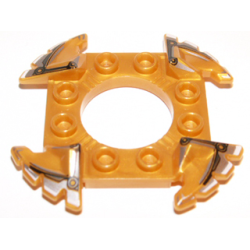 Ring 4 x 4 with 2 x 2 Hole and 4 Serrated Ends with Black and Silver Pattern (Ninjago Spinner Crown) Ring 4 x 4 with 2 x 2 Hole and 4 Serrated Ends with Black and Silver Pattern (Ninjago Spinner Crown)