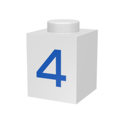 Brick 1 x 1 with Blue Number 4 Pattern Brick 1 x 1 with Blue Number 4 Pattern