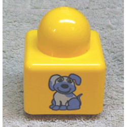 Primo Brick 1 x 1 with Dog Pattern and Rabbit on Opposite Sides Pattern