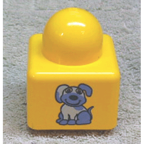 Деталь LEGO 31000pb23 Primo Brick 1 x 1 with Dog Pattern and Rabbit on Opposite Sides Pattern