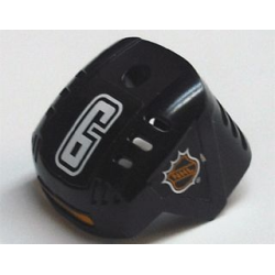 Sports Hockey Helmet with NHL Logo Both Sides, White Number 6 and Orange Stripe Pattern (Stickers) - Set 3543 Sports Hockey Helmet with NHL Logo Both Sides, White Number 6 and Orange Stripe Pattern (Stickers) - Set 3543