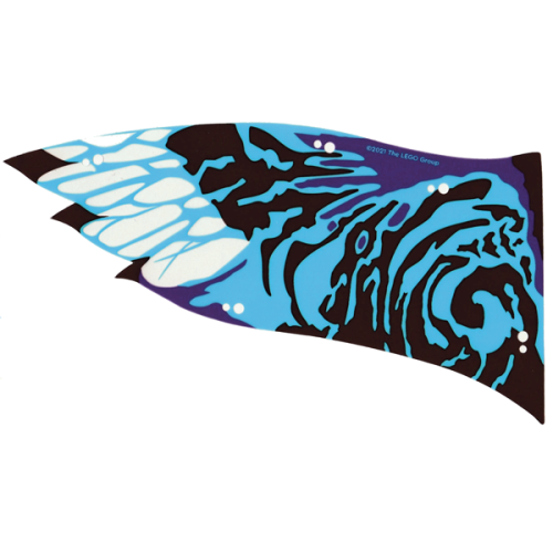 Деталь LEGO 75572pls02a Plastic Part for Set 75572 - Wing Banshee Ikran Left with Medium Blue, Dark Brown, and Dark Purple Skin Pattern