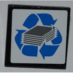 Road Sign 2 x 2 Square with Clip with Blue Recycling Arrows and Paper Stack Pattern (Sticker) - Set 4206