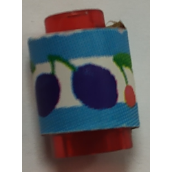 Brick, Round 1 x 1 with Cherries and Plums Label Pattern (Sticker) - Set 3159