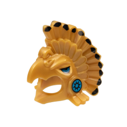 Minifigure, Headgear Headdress Aztec Bird with Black Feather Tips and Medium Azure Eyes and Cheeks Pattern