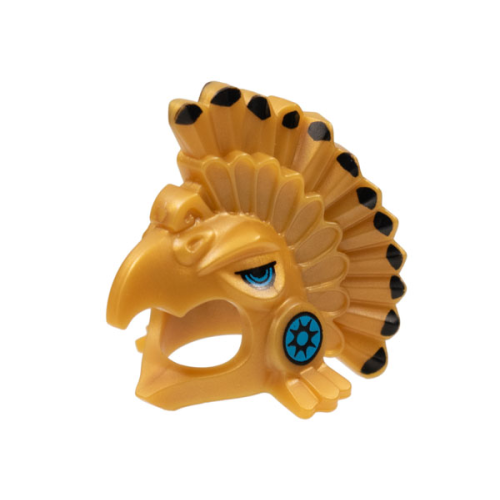 Деталь LEGO 99243pb01 Minifigure, Headgear Headdress Aztec Bird with Black Feather Tips and Medium Azure Eyes and Cheeks Pattern