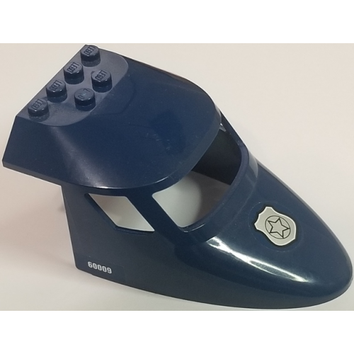 Деталь LEGO 87613pb011 Aircraft Fuselage Forward Top Curved 6 x 10 x 4 with 3 Window Panes with Silver Badge on Front and '60009' Pattern on Both Sides (Stickers) - Set 60009