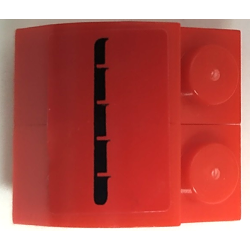 Stickered Assembly 2 x 2 x 1 1/3 with Black Air Intake Vents on Red Background Pattern Model Right Side (Sticker) - Sets 8153 / 8155 - 2 Slope, Curved 2 x 1 x 1 1/3 with Recessed Stud