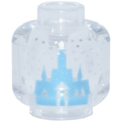 Minifigure, Head without Face with Metallic Light Blue Castle and and Silver Snowflakes / Dots Pattern