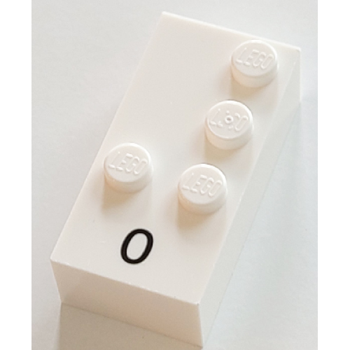 Деталь LEGO 60295pb02 Brick, Braille 2 x 4 with 4 Studs with Black Number 0 Pattern (dots-3456 ⠼) (French with Antoine Numbers)