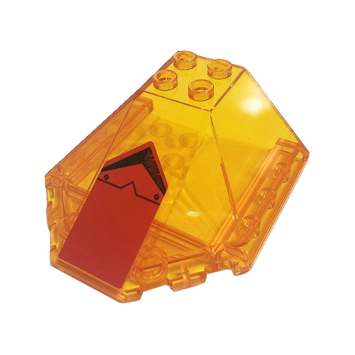 Деталь LEGO 87606pb08 Windscreen 6 x 6 x 2 Canopy with Black Screws, Line and Arrow on Red Background Pattern (Sticker) - Set 71720