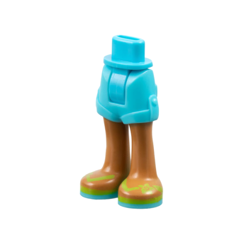 Деталь LEGO 11202c00pb01 Mini Doll Hips and Shorts Folded Hem with Medium Nougat Legs and Lime Sandals with Medium Azure Soles and Straps with Flowers Pattern - Thick Hinge