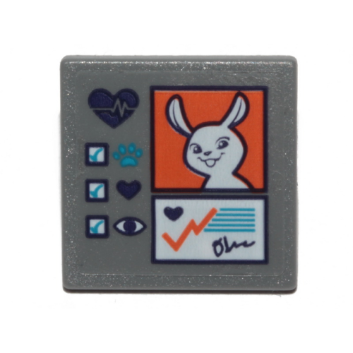 Деталь LEGO 15210pb058 Road Sign 2 x 2 Square with Open O Clip with Bunny on Orange Square Pattern (Sticker) - Set 41403