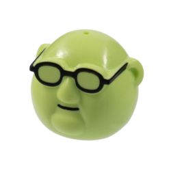 Minifigure, Head, Modified Muppet Bunsen Honeydew, Black Glasses Pattern