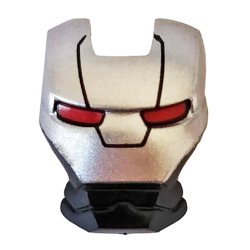 Minifigure, Visor Top Hinge with Silver Face Shield, Red Eyes, Black Trapezoid Pattern