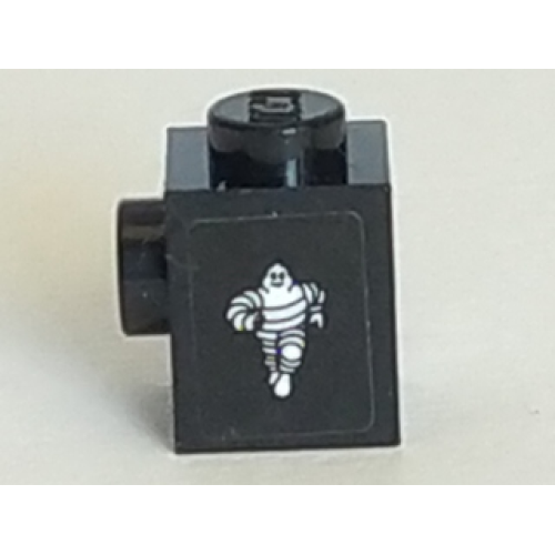 Деталь LEGO 87087pb01L Brick, Modified 1 x 1 with Stud on Side with Michelin Man Logo Pattern Model Left Side (Sticker) - Set 75887