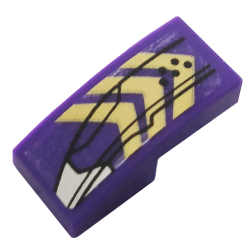 Slope, Curved 2 x 1 x 2/3 with Gold Chevrons, Silver Hull Plate and Black Lines Pattern Model Right Side (Sticker) - Set 76144 Slope, Curved 2 x 1 x 2/3 with Gold Chevrons, Silver Hull Plate and Black Lines Pattern Model Right Side (Sticker) - Set 76144