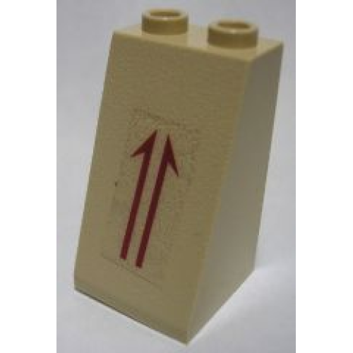 Деталь LEGO 3684apb009 Slope 75 2 x 2 x 3 - Hollow Studs with 2 Dark Red Arrows Pattern (Sticker) - Sets 7298 / 7477