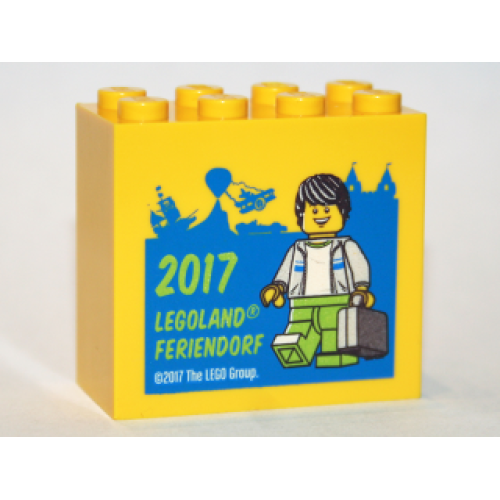 Деталь LEGO 30144pb201 Brick 2 x 4 x 3 with Legoland Feriendorf 2017 Minifigure with Suitcase Pattern