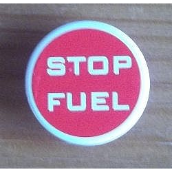 Road Sign 2 x 2 Round with Clip with 'STOP FUEL' on Red Background Pattern (Sticker) - Sets 8206 / 8679