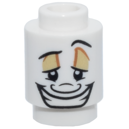Деталь LEGO 3062pb069 Brick, Round 1 x 1 with Black Thin Eyebrows, Left Raised, Upper and Lower Eyelids, Tan Eye Shadow, Nose, Wide Open Mouth Smile with Teeth Pattern (Lumière {Lumiere} Face)
