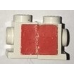 Stickered Assembly 2 x 1 x 1 with Red Rectangle Pattern (Sticker) - Set 6375-2 - 2 Brick, Modified 1 x 1 with Headlight