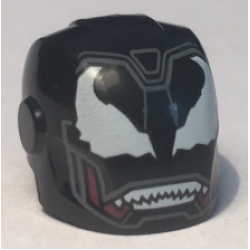 Minifigure, Headgear Helmet Armor Plates and Ear Protectors with Black Faceplate, White Alien Eyes and White Sharp Teeth Pattern