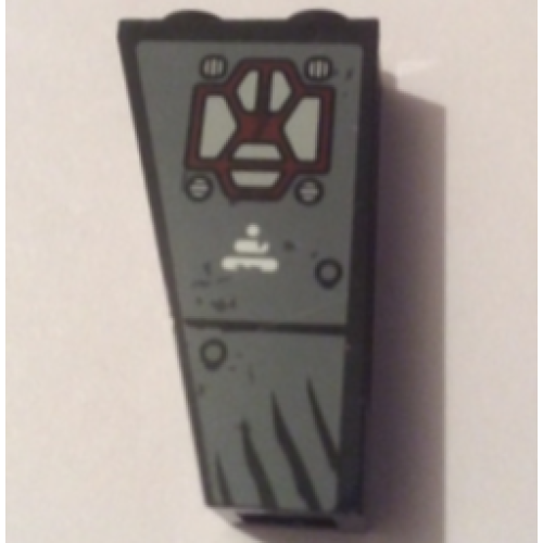 Деталь LEGO 2449pb009L Slope, Inverted 75 2 x 1 x 3 with 4 Scratches, Line and Dots Pattern Model Front Left Side (Sticker) - Set 70009