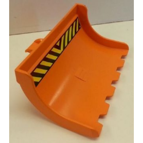 Деталь LEGO 6294pb01 Duplo, Toolo Scoop 6 x 4 x 3 with Black and Yellow Danger Stripes Pattern (Sticker) - Sets 3590 / 3587 - Green