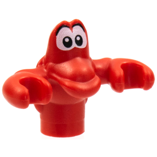 Деталь LEGO bb0624pb02 Crab, Disney with White Eyes, Large Black Pupils and Eyebrows Pattern (Sebastian)