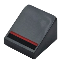 Slope 30 1 x 1 x 2/3 with Black and Red Stripes Pattern