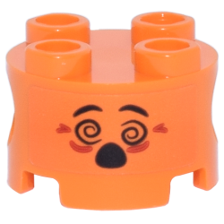 Brick, Round 2 x 2 with Pin Holes with Black Eyebrows, Spiral Eyes and Open Mouth, Red Wrinkles Pattern (Sticker) - Set 71490 Brick, Round 2 x 2 with Pin Holes with Black Eyebrows, Spiral Eyes and Open Mouth, Red Wrinkles Pattern (Sticker) - Set 71490