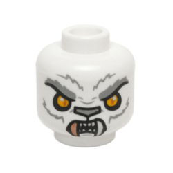 Minifigure, Head Alien Chima Tiger with Bright Light Orange Eyes, Light Bluish Gray Nose and Fur Lines, and Copper Fang Pattern