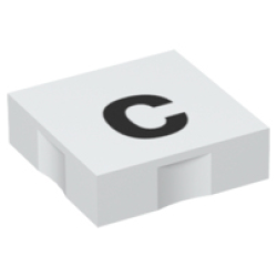 Duplo, Tile 2 x 2 with Black Lowercase Letter c Pattern
