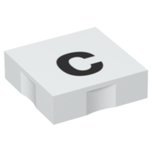 Деталь LEGO 6309pb047 Duplo, Tile 2 x 2 with Black Lowercase Letter c Pattern
