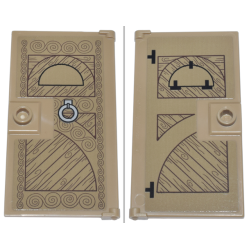 Door 1 x 4 x 6 with Stud Handle with Wood Grain and Swirls, Silver Knocker and Black Hinges Pattern on Both Sides (Stickers) - Set 21341 Door 1 x 4 x 6 with Stud Handle with Wood Grain and Swirls, Silver Knocker and Black Hinges Pattern on Both Sides (Stickers) - Set 21341