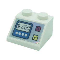 Slope 45 2 x 2 with Cash Register, '$ 2.00', and Buttons Pattern (Sticker) - Set 41366 Slope 45 2 x 2 with Cash Register, '$ 2.00', and Buttons Pattern (Sticker) - Set 41366