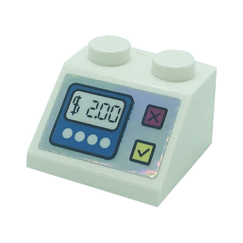 Деталь LEGO 3039pb147 Slope 45 2 x 2 with Cash Register, '$ 2.00', and Buttons Pattern (Sticker) - Set 41366