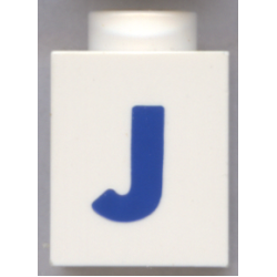 Brick 1 x 1 with Blue Capital Letter J Pattern (Bold Font)