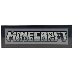 Tile 2 x 6 with Light Bluish Gray Minecraft Logo on Dark Bluish Gray Background Pattern (Sticker) - Set 21265