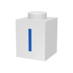Brick 1 x 1 with Blue Capital Letter I Pattern