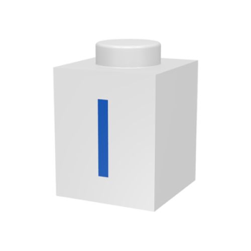 Деталь LEGO 3005ptI Brick 1 x 1 with Blue Capital Letter I Pattern