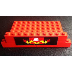 Stickered Assembly 12 x 6 x 2 1/3 with Wide Fire Pattern (Sticker) - Set 6382 - 3 Brick 1 x 6, 1 Brick 1 x 4, 1 Plate 6 x 10